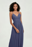 Criss Cross Straps Chiffon Bridesmaid Dress Spaghetti Straps Formal Evening Dresses Gowns