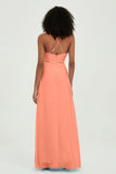 Criss Cross Straps Chiffon Bridesmaid Dress Spaghetti Straps Formal Evening Dresses Gowns