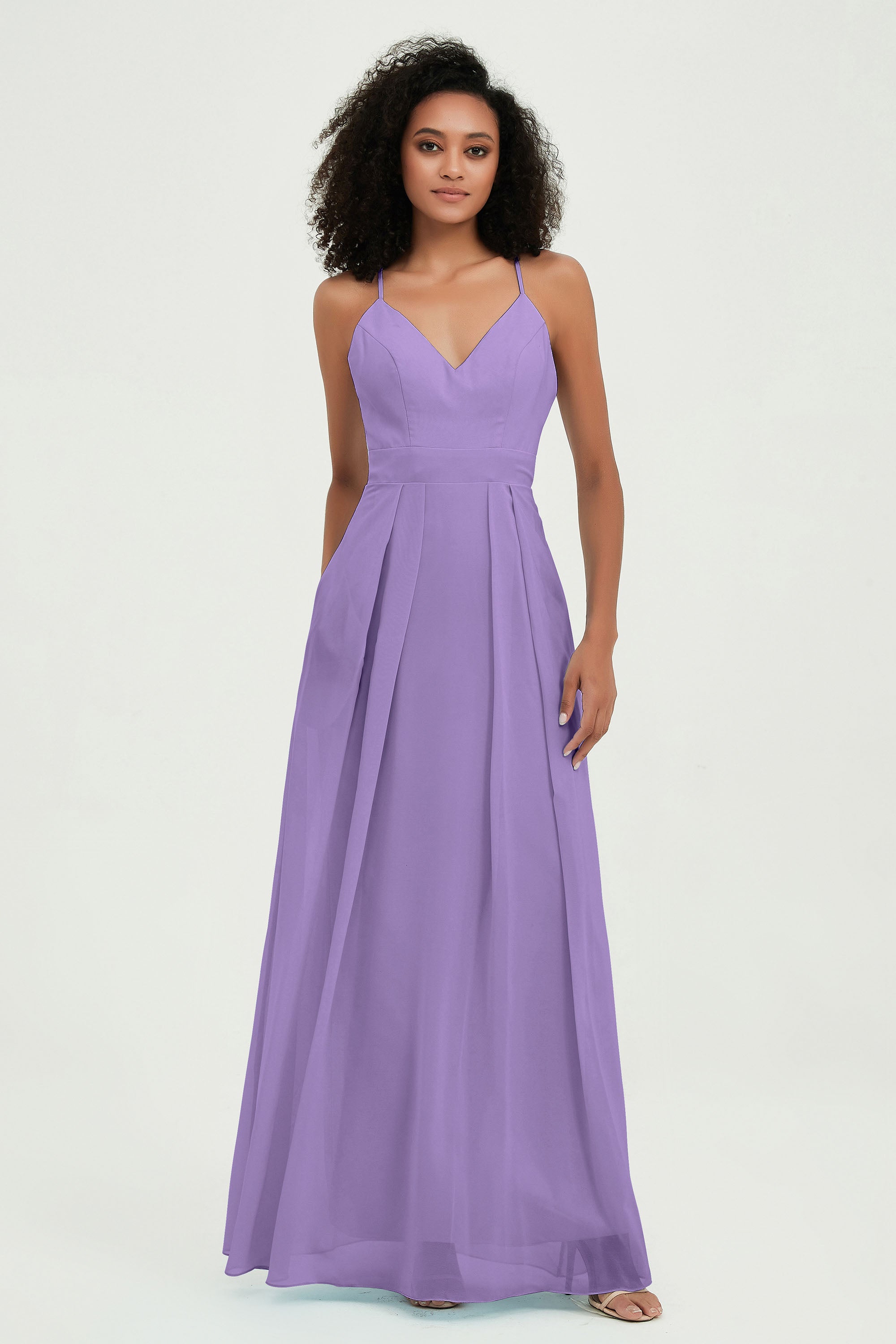 Criss Cross Straps Chiffon Bridesmaid Dress Spaghetti Straps Formal Evening Dresses Gowns