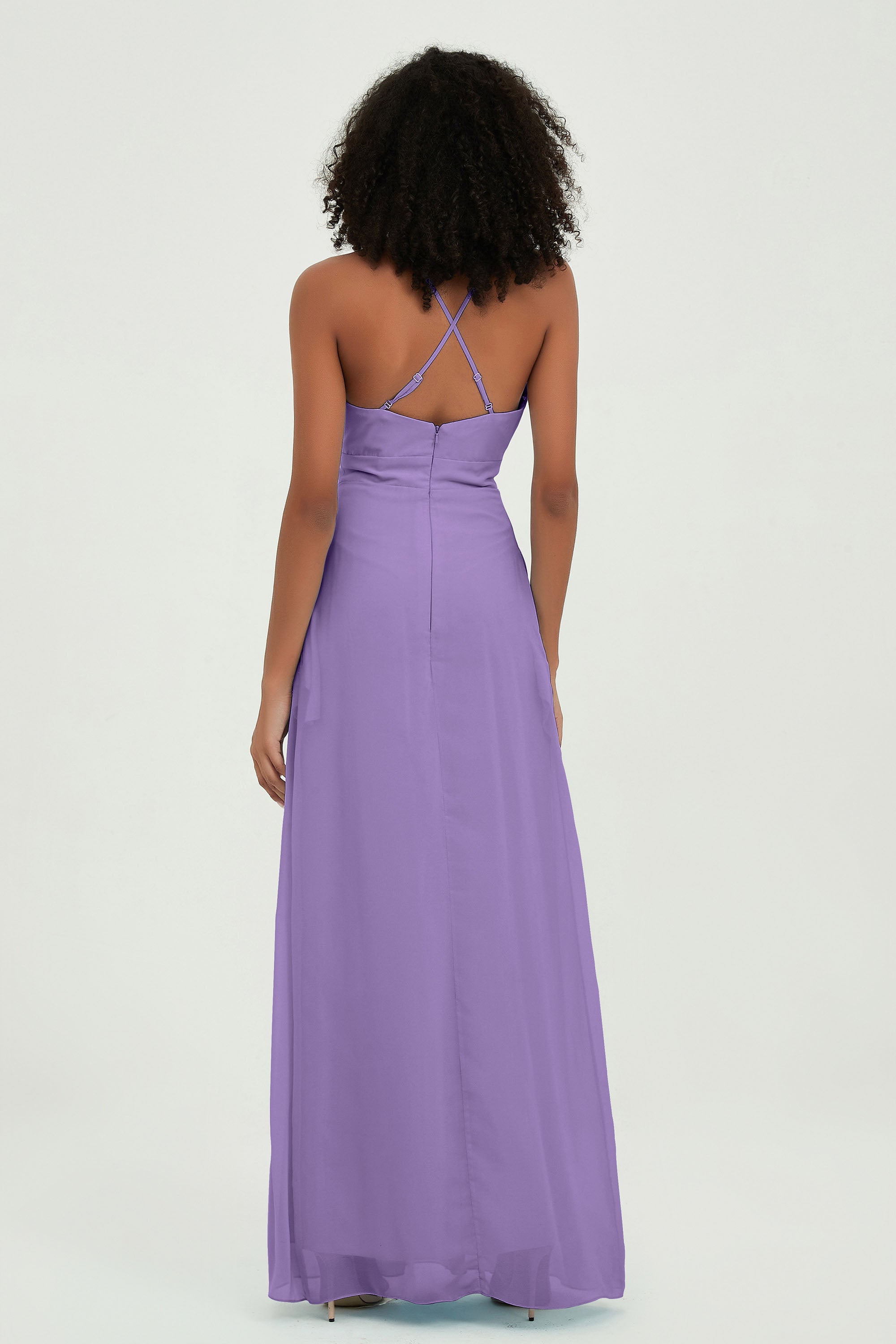 Criss Cross Straps Chiffon Bridesmaid Dress Spaghetti Straps Formal Evening Dresses Gowns