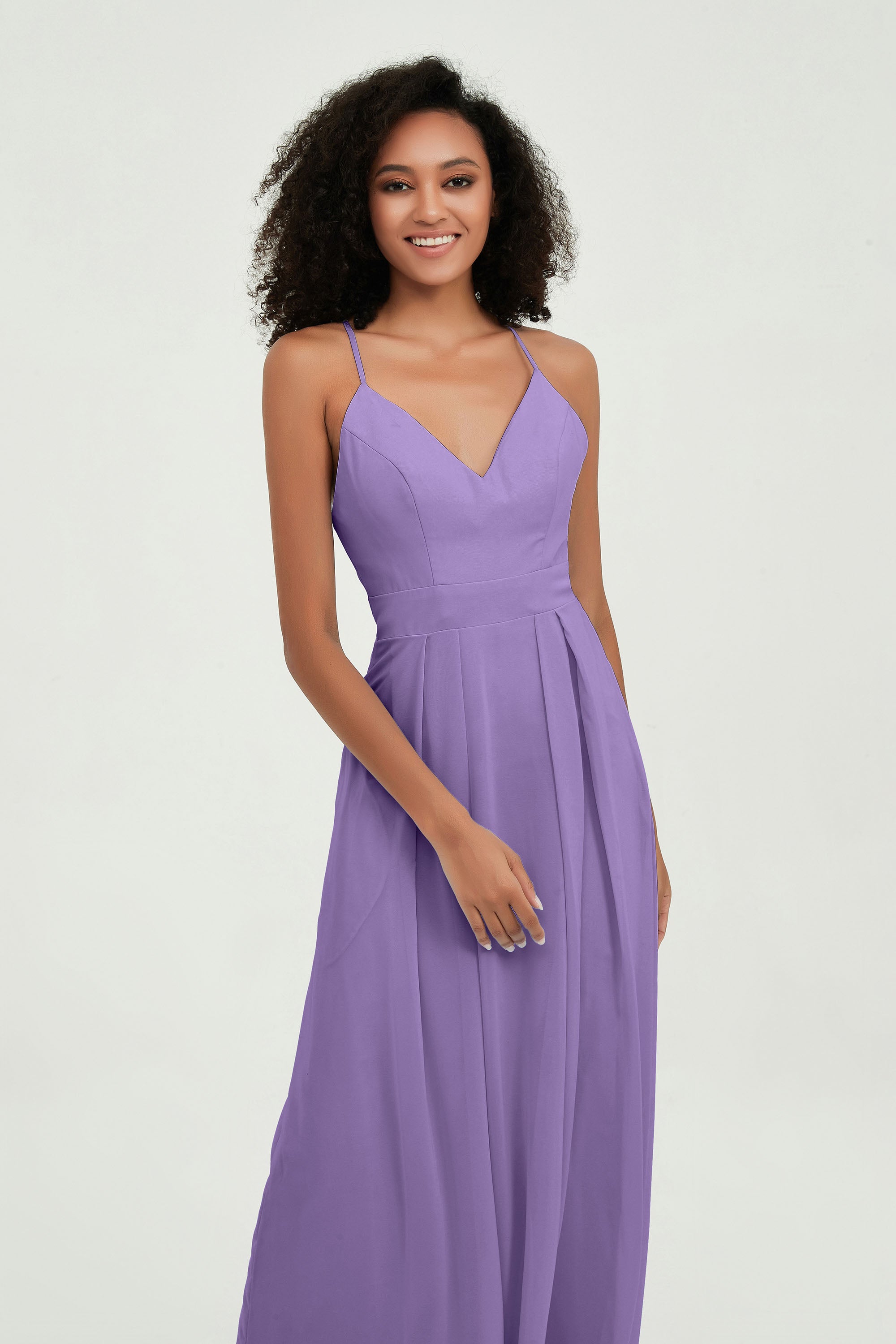 Criss Cross Straps Chiffon Bridesmaid Dress Spaghetti Straps Formal Evening Dresses Gowns