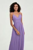 Criss Cross Straps Chiffon Bridesmaid Dress Spaghetti Straps Formal Evening Dresses Gowns