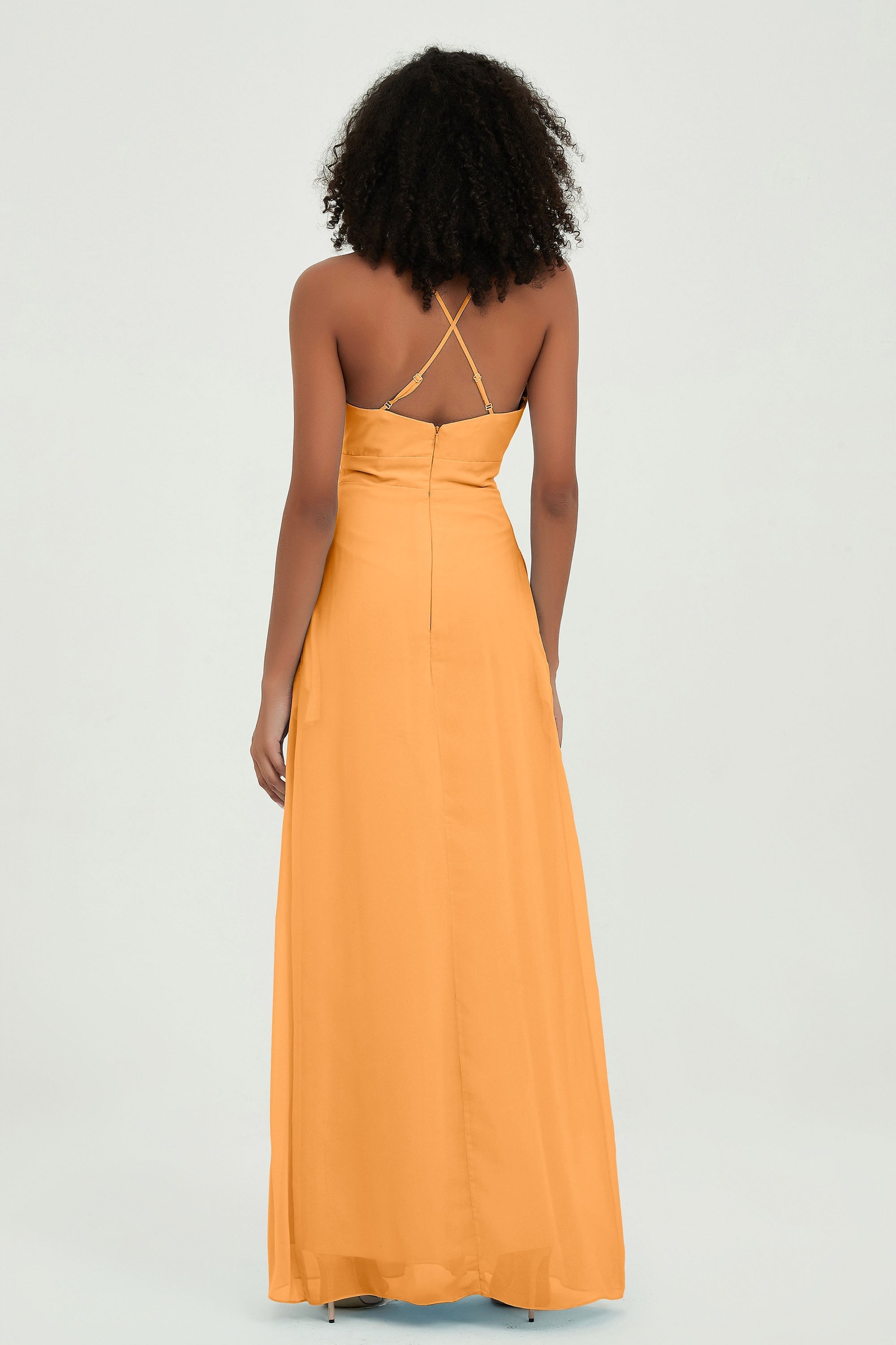 Criss Cross Straps Chiffon Bridesmaid Dress Spaghetti Straps Formal Evening Dresses Gowns