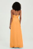 Criss Cross Straps Chiffon Bridesmaid Dress Spaghetti Straps Formal Evening Dresses Gowns