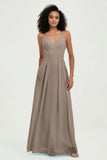 Criss Cross Straps Chiffon Bridesmaid Dress Spaghetti Straps Formal Evening Dresses Gowns