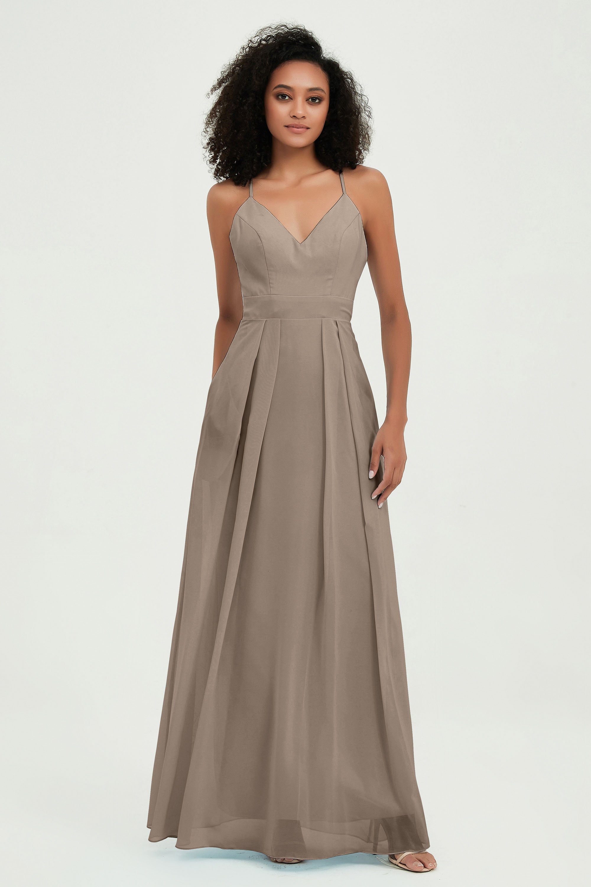 Criss Cross Straps Chiffon Bridesmaid Dress Spaghetti Straps Formal Evening Dresses Gowns
