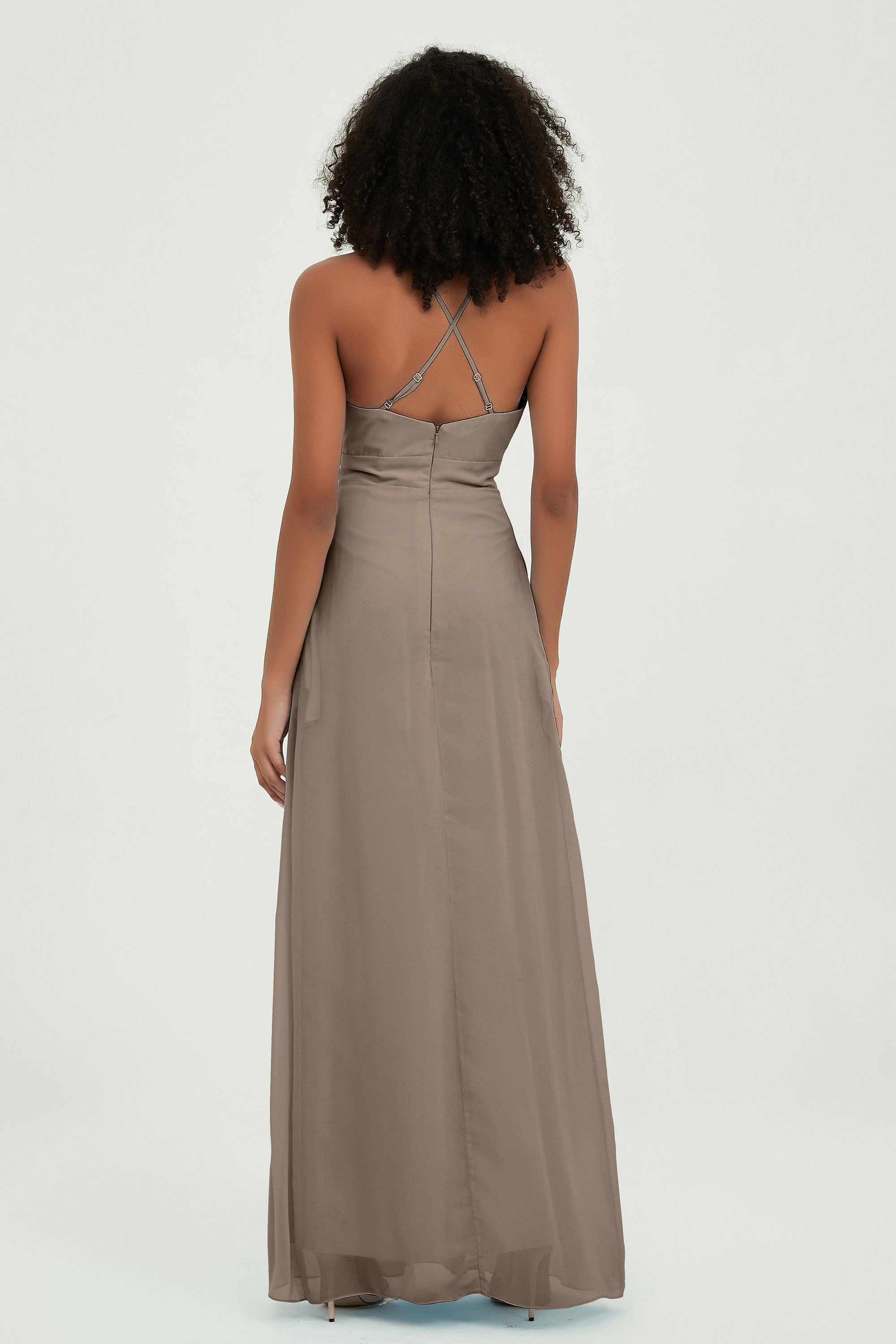 Criss Cross Straps Chiffon Bridesmaid Dress Spaghetti Straps Formal Evening Dresses Gowns