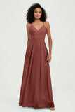 Criss Cross Straps Chiffon Bridesmaid Dress Spaghetti Straps Formal Evening Dresses Gowns
