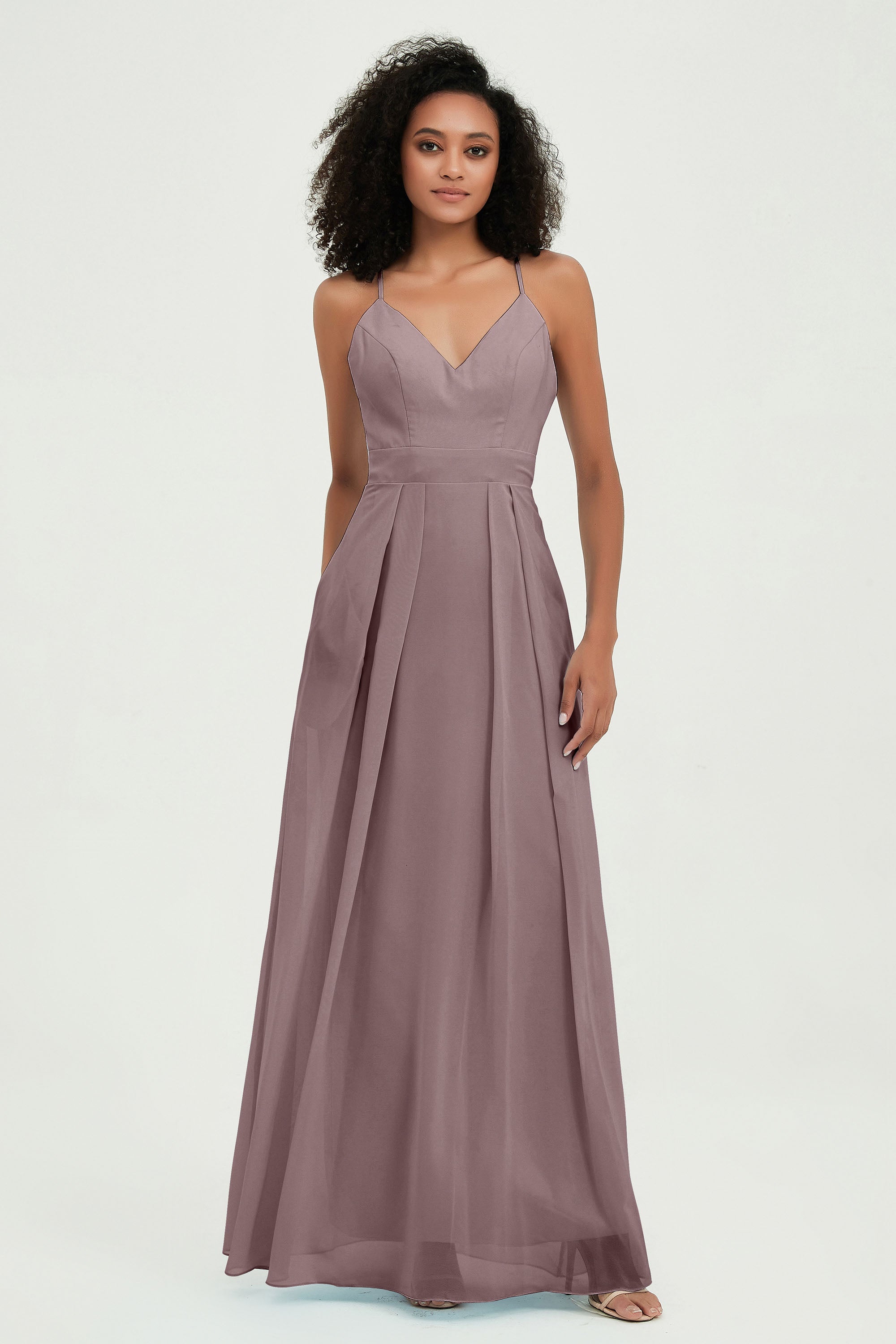 Criss Cross Straps Chiffon Bridesmaid Dress Spaghetti Straps Formal Evening Dresses Gowns
