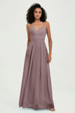Criss Cross Straps Chiffon Bridesmaid Dress Spaghetti Straps Formal Evening Dresses Gowns