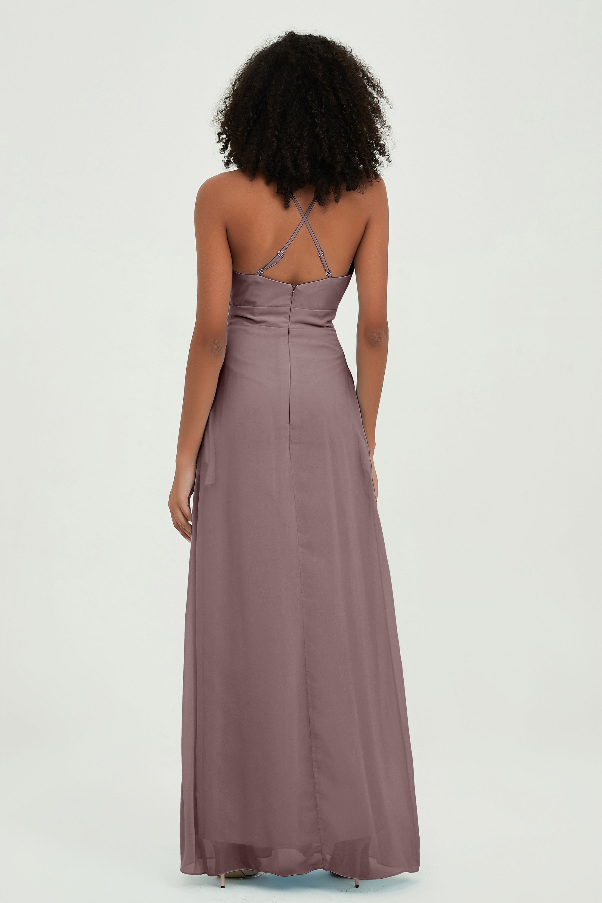 Criss Cross Straps Chiffon Bridesmaid Dress Spaghetti Straps Formal Evening Dresses Gowns
