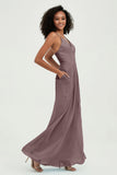 Criss Cross Straps Chiffon Bridesmaid Dress Spaghetti Straps Formal Evening Dresses Gowns