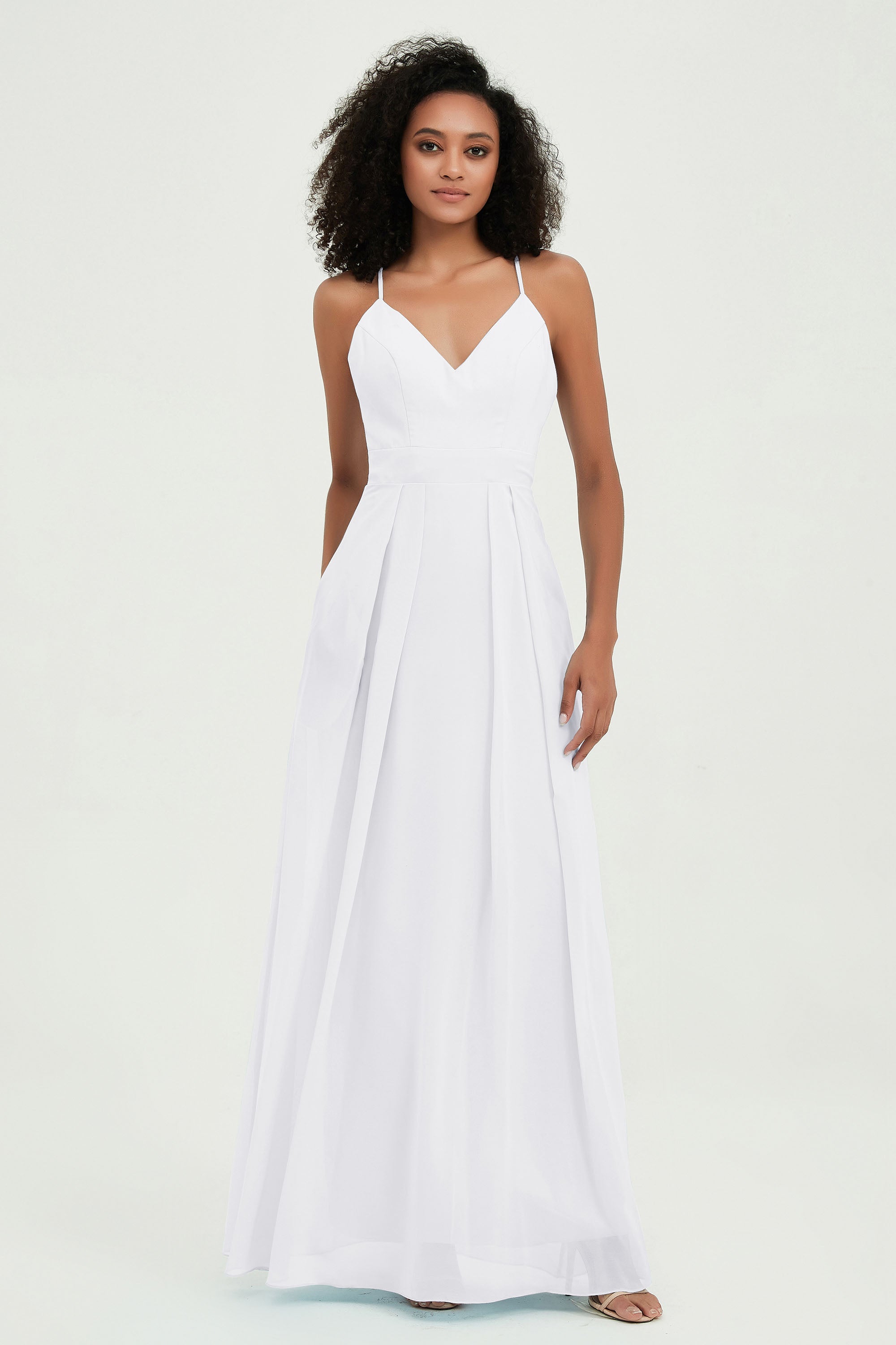 Criss Cross Straps Chiffon Bridesmaid Dress Spaghetti Straps Formal Evening Dresses Gowns