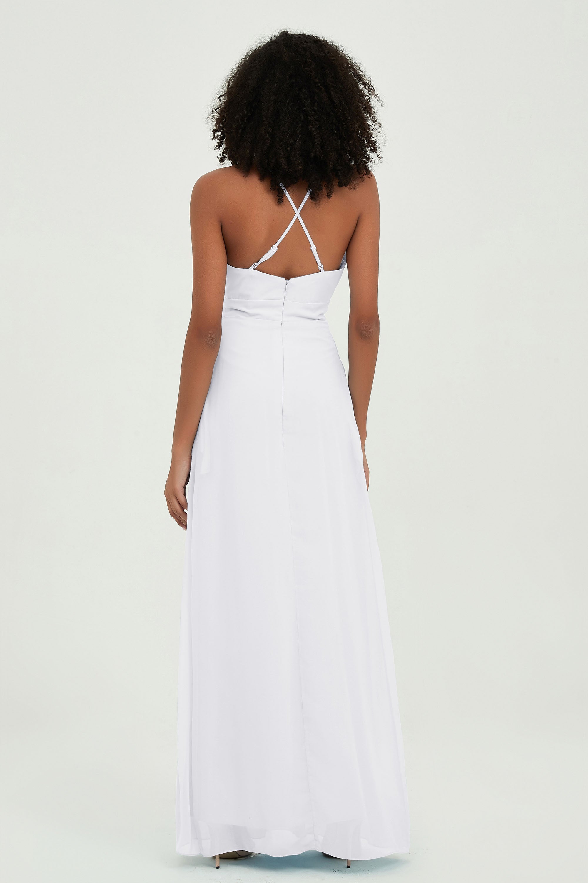 Criss Cross Straps Chiffon Bridesmaid Dress Spaghetti Straps Formal Evening Dresses Gowns