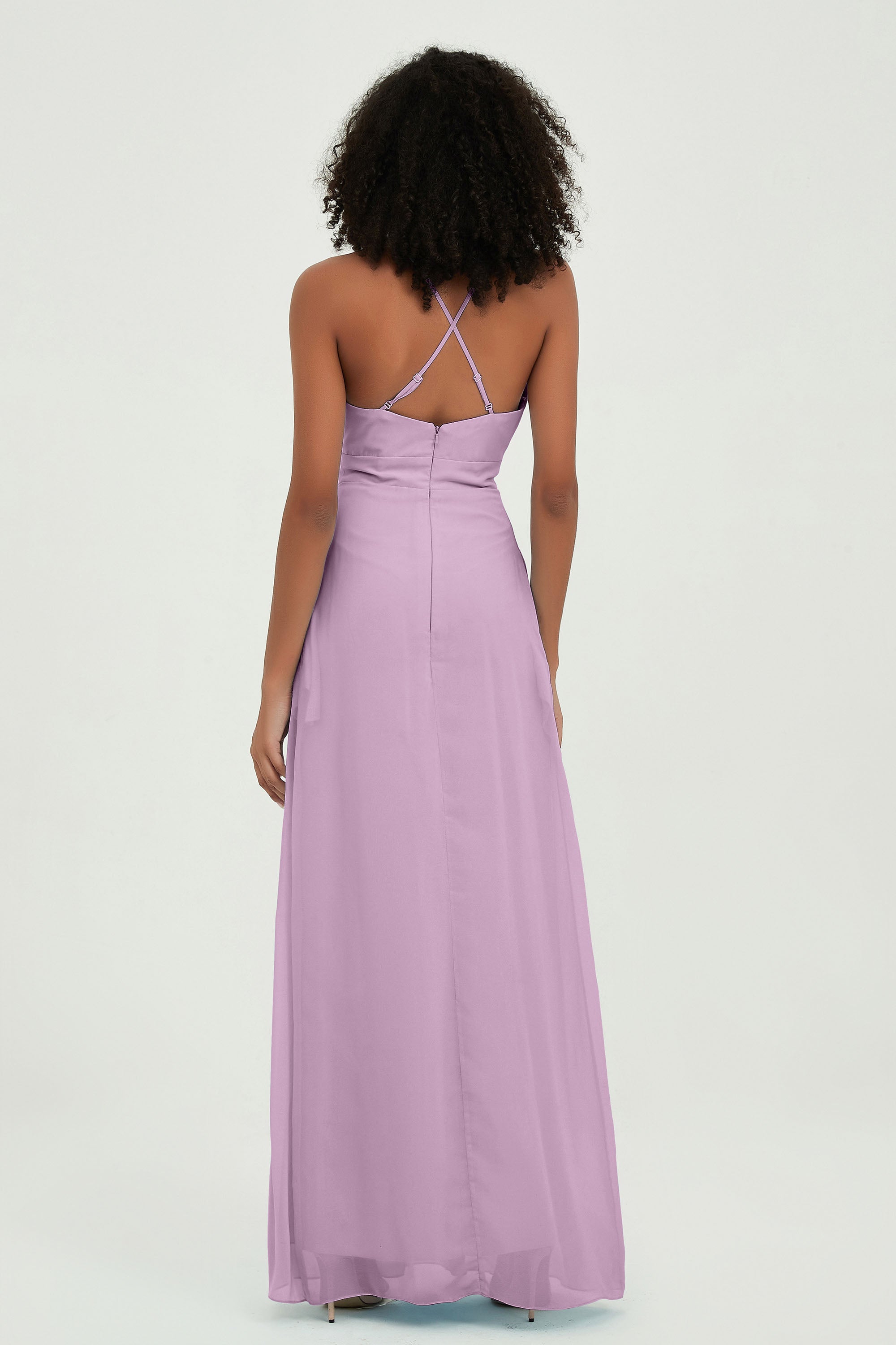 Criss Cross Straps Chiffon Bridesmaid Dress Spaghetti Straps Formal Evening Dresses Gowns