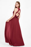 Jewel Neck Chiffon Bridesmaid Gowns Formal Evening Party Dresses A Line with Slit