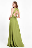 Jewel Neck Chiffon Bridesmaid Gowns Formal Evening Party Dresses A Line with Slit