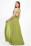 Jewel Neck Chiffon Bridesmaid Gowns Formal Evening Party Dresses A Line with Slit