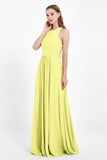 Jewel Neck Chiffon Bridesmaid Gowns Formal Evening Party Dresses A Line with Slit