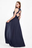Jewel Neck Chiffon Bridesmaid Gowns Formal Evening Party Dresses A Line with Slit