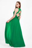Jewel Neck Chiffon Bridesmaid Gowns Formal Evening Party Dresses A Line with Slit