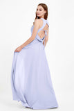 Jewel Neck Chiffon Bridesmaid Gowns Formal Evening Party Dresses A Line with Slit