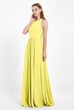 Jewel Neck Chiffon Bridesmaid Gowns Formal Evening Party Dresses A Line with Slit