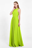 Jewel Neck Chiffon Bridesmaid Gowns Formal Evening Party Dresses A Line with Slit