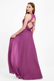 Jewel Neck Chiffon Bridesmaid Gowns Formal Evening Party Dresses A Line with Slit