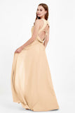 Jewel Neck Chiffon Bridesmaid Gowns Formal Evening Party Dresses A Line with Slit