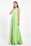 Jewel Neck Chiffon Bridesmaid Gowns Formal Evening Party Dresses A Line with Slit