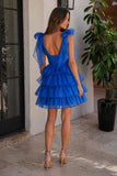 Trendy A-Line Tiered Homecoming Dress with Bow
