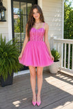Barbie Style A Line Hot Pink Short Homecoming Dress
