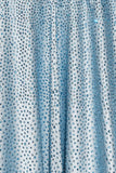 Sky Blue Strapless A Line Satin Beaded Long Prom Dresses With Pockets