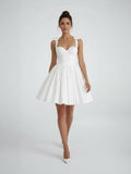 Sweet A-Line Sweetheart Sleeveless Short Satin Wedding Dresses