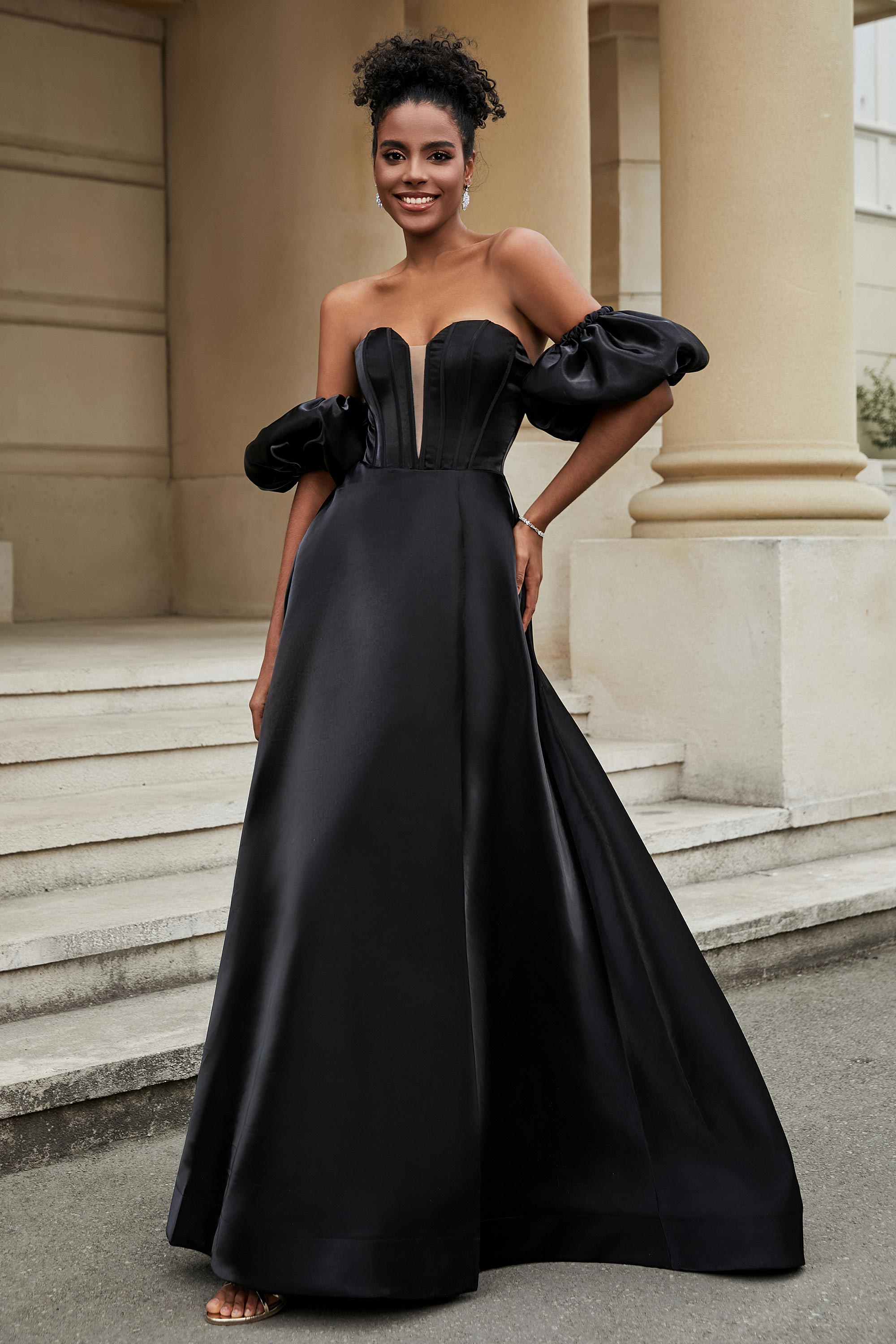 Stylish Sweetheart A-Line Satin Sweep Train Formal Evening Dress With Slit Prom Party Gowns