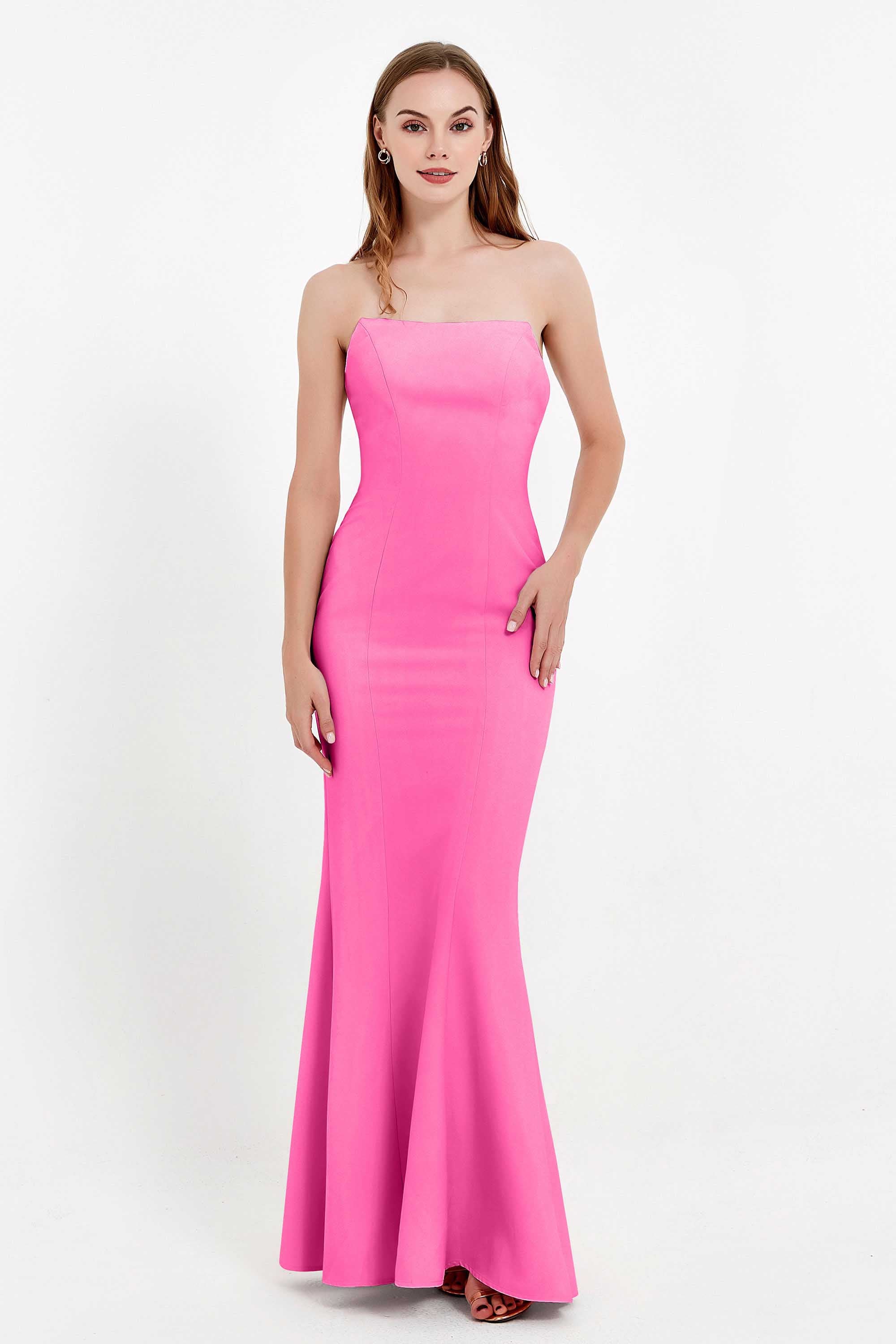 Mermaid Crepe Straight Across Formal Evening Dresses Long Prom Party Bridesmaid Dress Gowns