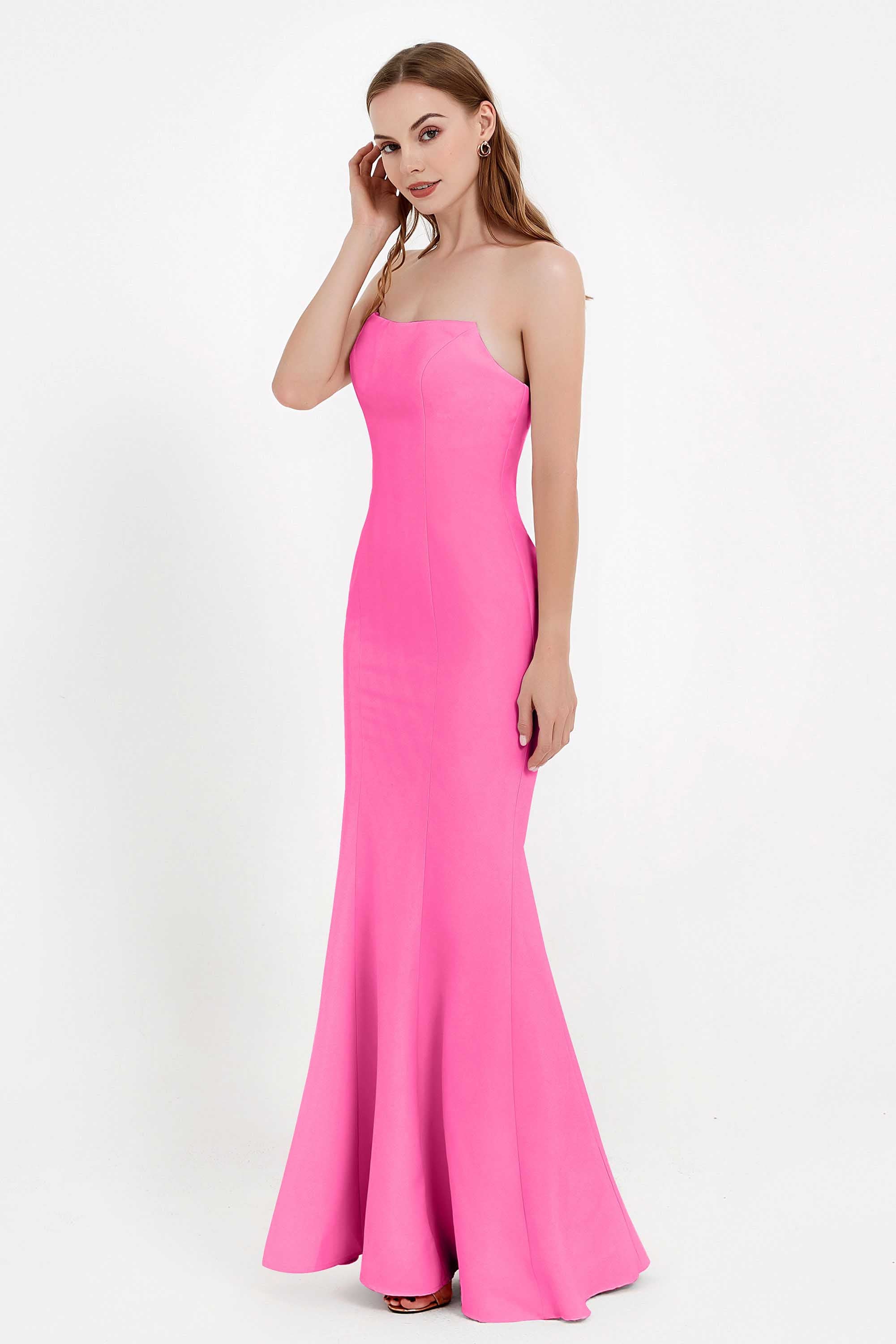 Mermaid Crepe Straight Across Formal Evening Dresses Long Prom Party Bridesmaid Dress Gowns