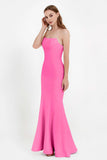 Mermaid Crepe Straight Across Formal Evening Dresses Long Prom Party Bridesmaid Dress Gowns