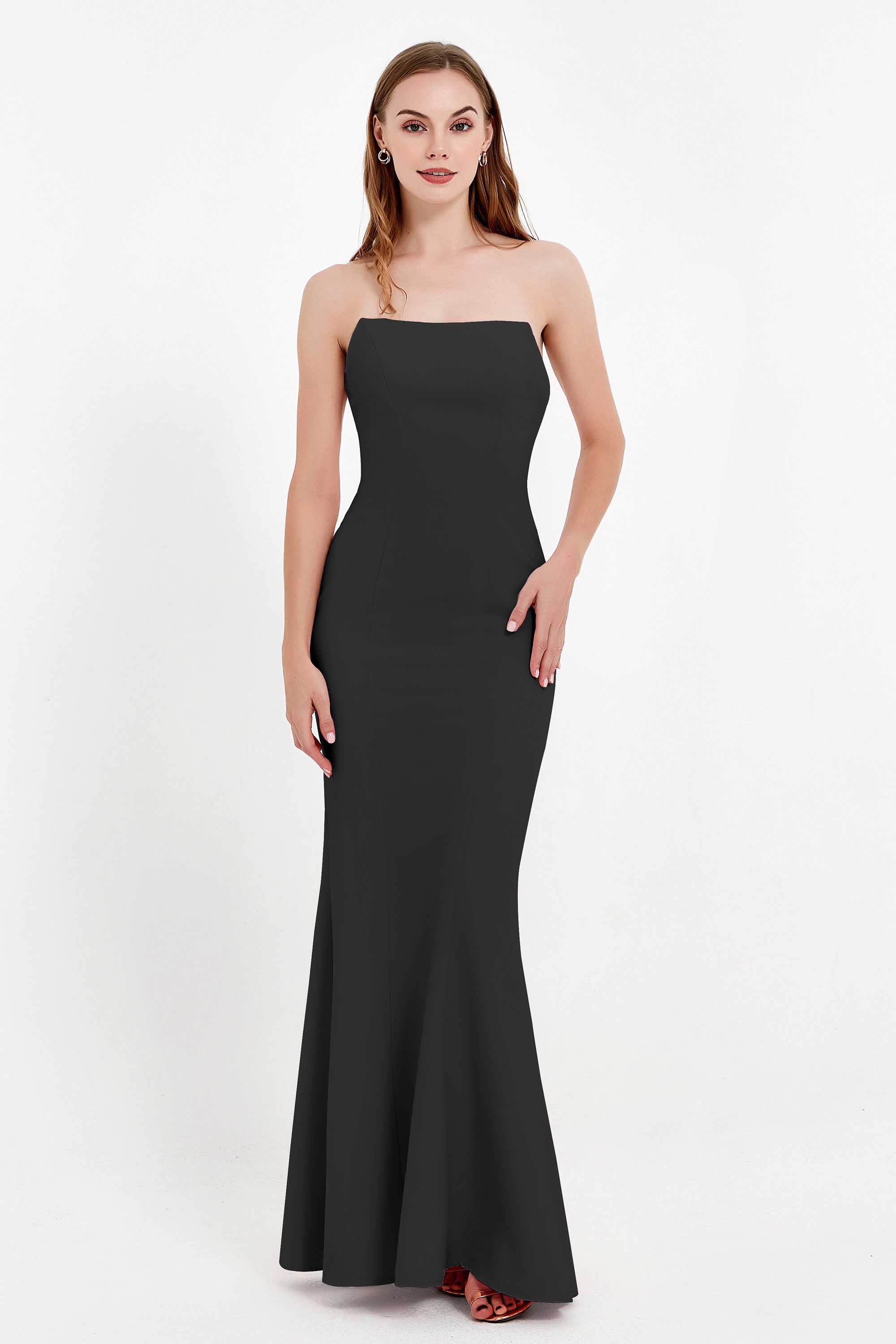 Mermaid Crepe Straight Across Formal Evening Dresses Long Prom Party Bridesmaid Dress Gowns