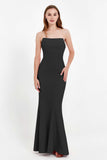 Mermaid Crepe Straight Across Formal Evening Dresses Long Prom Party Bridesmaid Dress Gowns