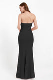 Mermaid Crepe Straight Across Formal Evening Dresses Long Prom Party Bridesmaid Dress Gowns