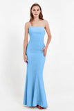 Mermaid Crepe Straight Across Formal Evening Dresses Long Prom Party Bridesmaid Dress Gowns