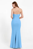 Mermaid Crepe Straight Across Formal Evening Dresses Long Prom Party Bridesmaid Dress Gowns