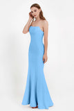 Mermaid Crepe Straight Across Formal Evening Dresses Long Prom Party Bridesmaid Dress Gowns