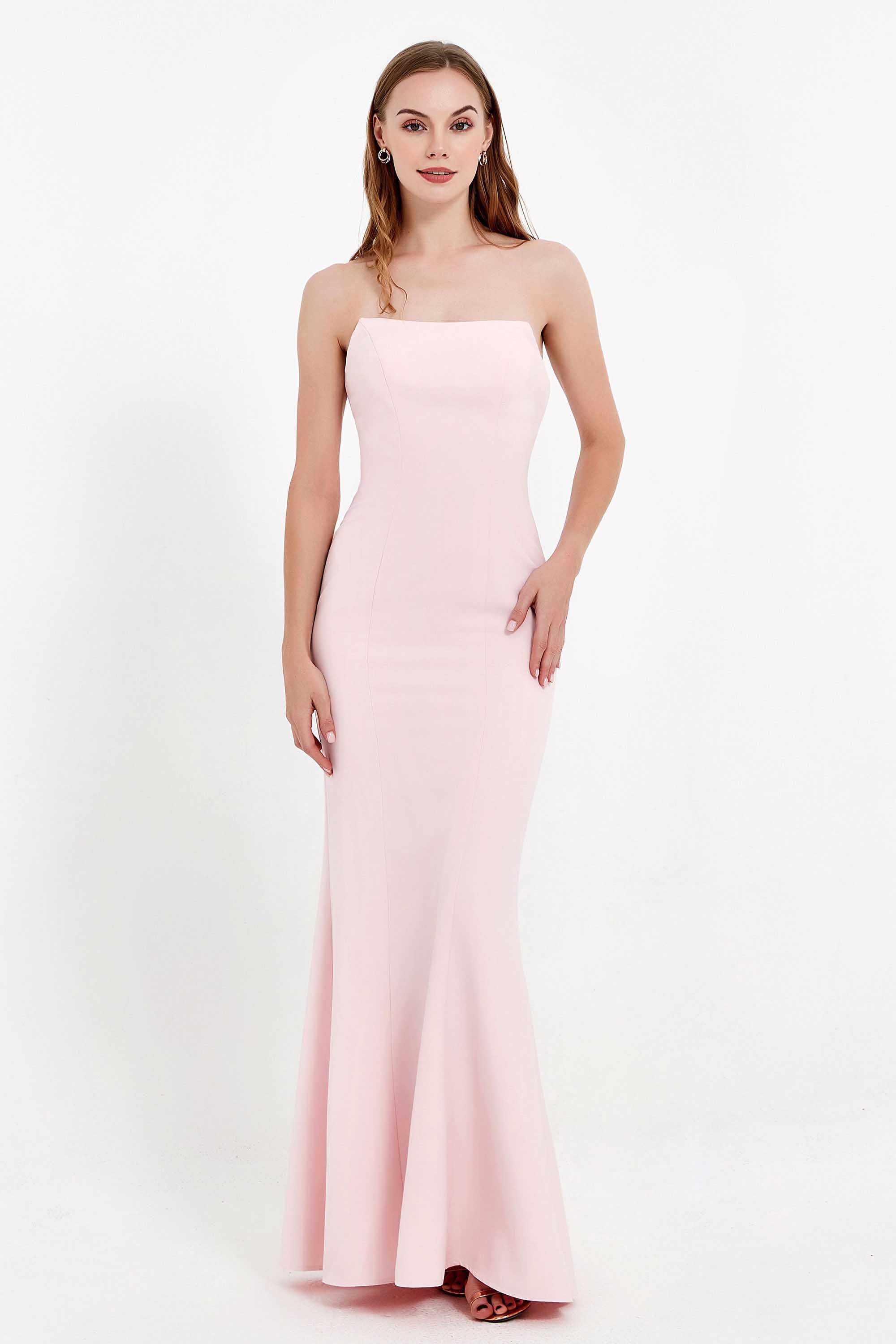 Mermaid Crepe Straight Across Formal Evening Dresses Long Prom Party Bridesmaid Dress Gowns