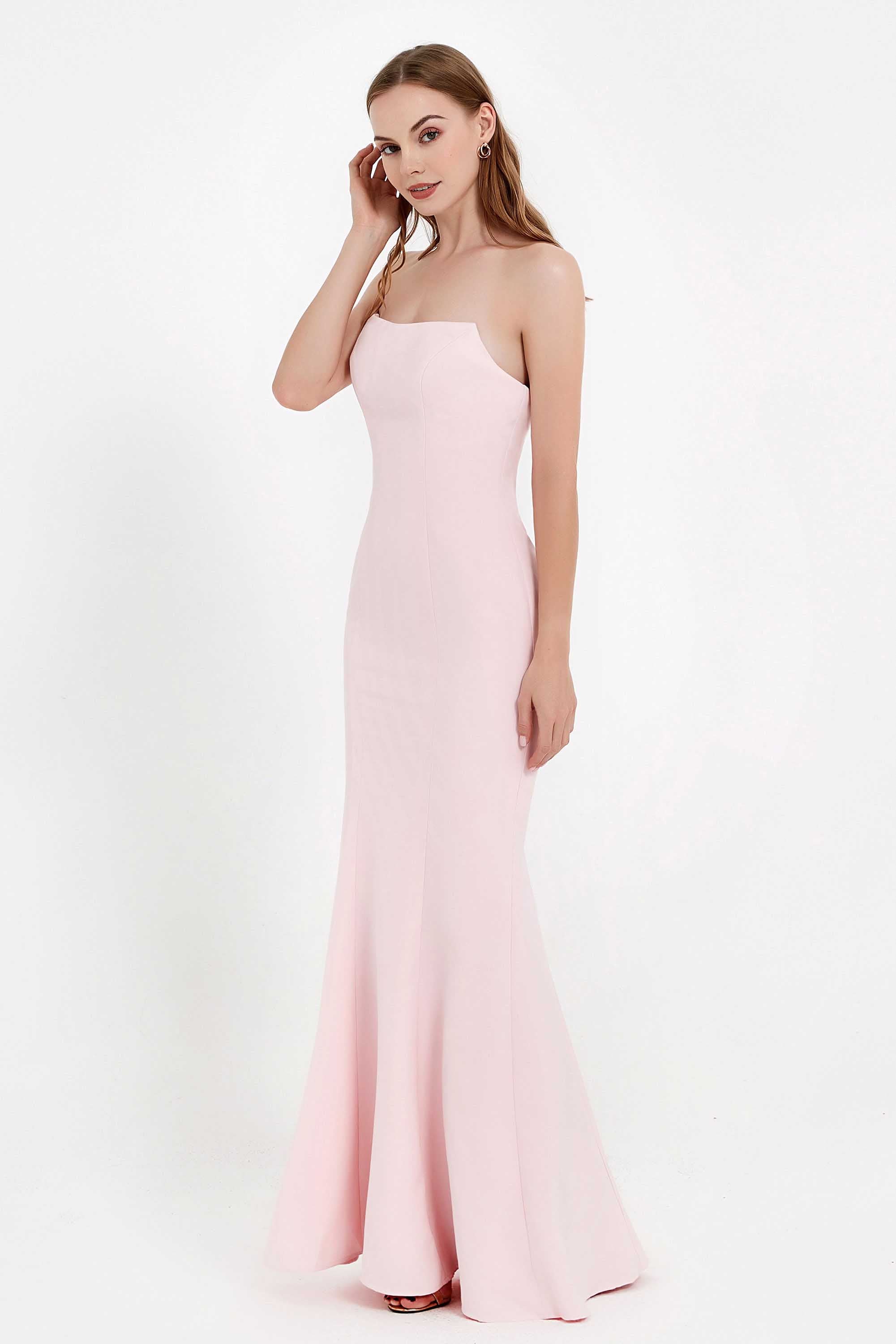 Mermaid Crepe Straight Across Formal Evening Dresses Long Prom Party Bridesmaid Dress Gowns