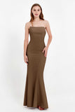 Mermaid Crepe Straight Across Formal Evening Dresses Long Prom Party Bridesmaid Dress Gowns