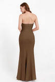 Mermaid Crepe Straight Across Formal Evening Dresses Long Prom Party Bridesmaid Dress Gowns
