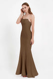 Mermaid Crepe Straight Across Formal Evening Dresses Long Prom Party Bridesmaid Dress Gowns